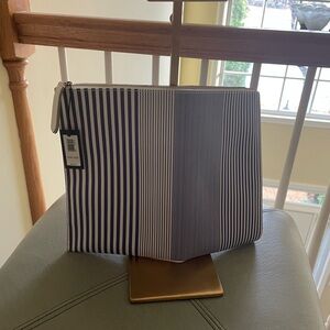 Banana Republic Navy and White Striped Clutch